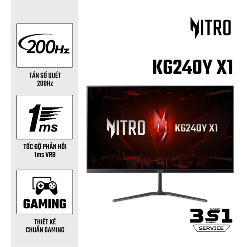 Màn hình Gaming Siêu Tốc Độ Acer Nitro KG240Y X1 (23.8 inch/FHD/IPS/200Hz/1ms)