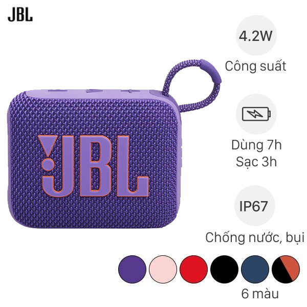 JBL Go 4 – Loa Bluetooth ultra-portable, kháng nước/bụi IP67