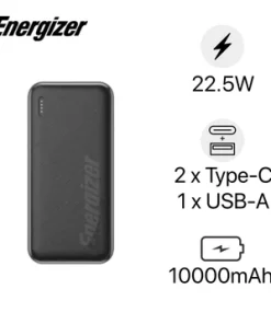 Pin Sạc Dự Phòng Energizer UE10055PQBK 10.000mAh 22.5W PD + QC 3.0 – Gọn Nhẹ, Sạc Nhanh, An Toàn