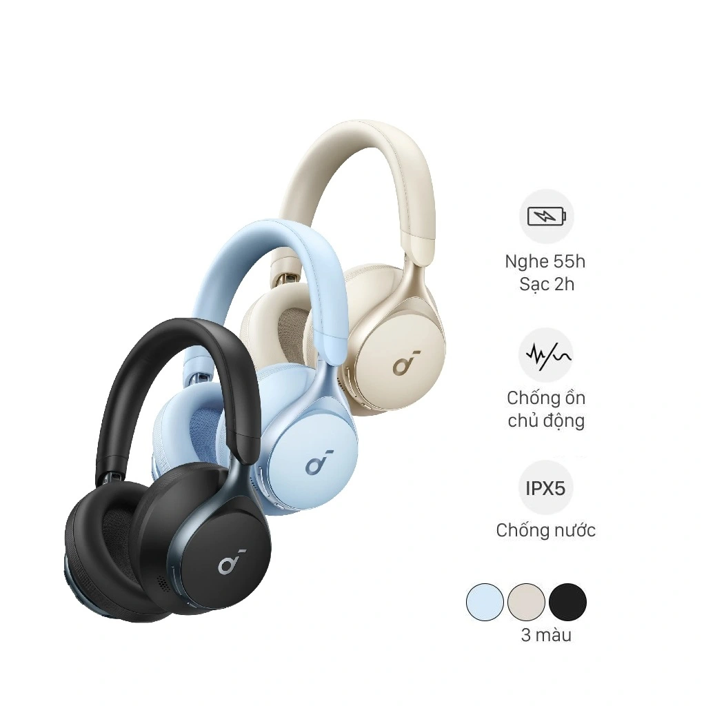 Tai nghe Bluetooth chụp tai Anker Soundcore Space One – Chống ồn chủ động, pin trâu, âm thanh sống động