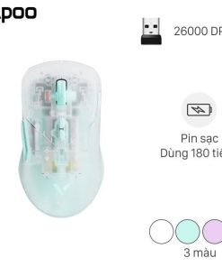 Chuột Gaming Không Dây Rapoo VT9 Air 4K Transparent – Siêu Nhẹ 49g, Cảm Biến 4K, Thiết Kế Trong Suốt Cực Đẹp
